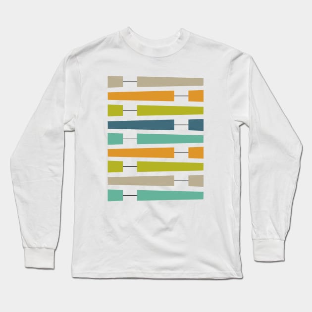 Colorful Geometric Shapes Mid Century Inspired Long Sleeve T-Shirt by OrchardBerry